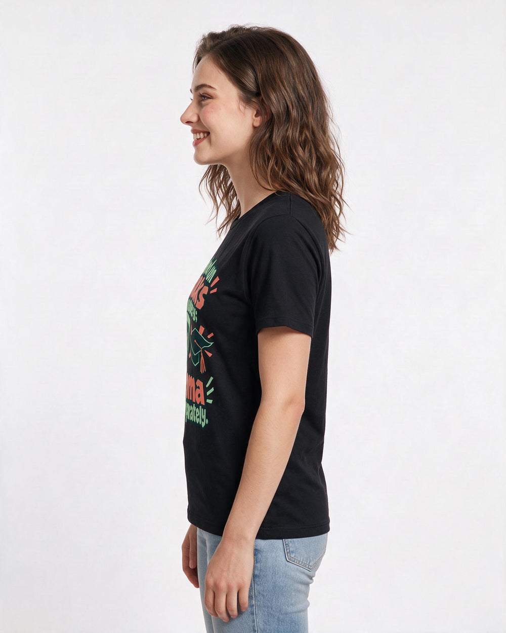 Graduation Black T-Shirt for Women – Everyday Expression Graphic Tee product image 2