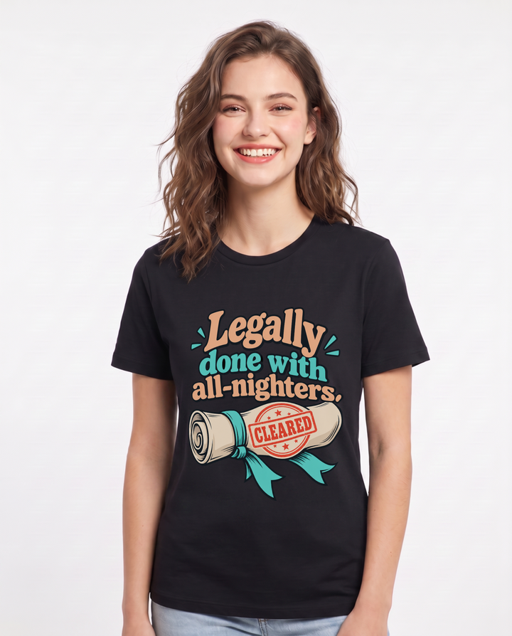 Graduation Black T-Shirt for Women – Everyday Expression Graphic Tee product image 3