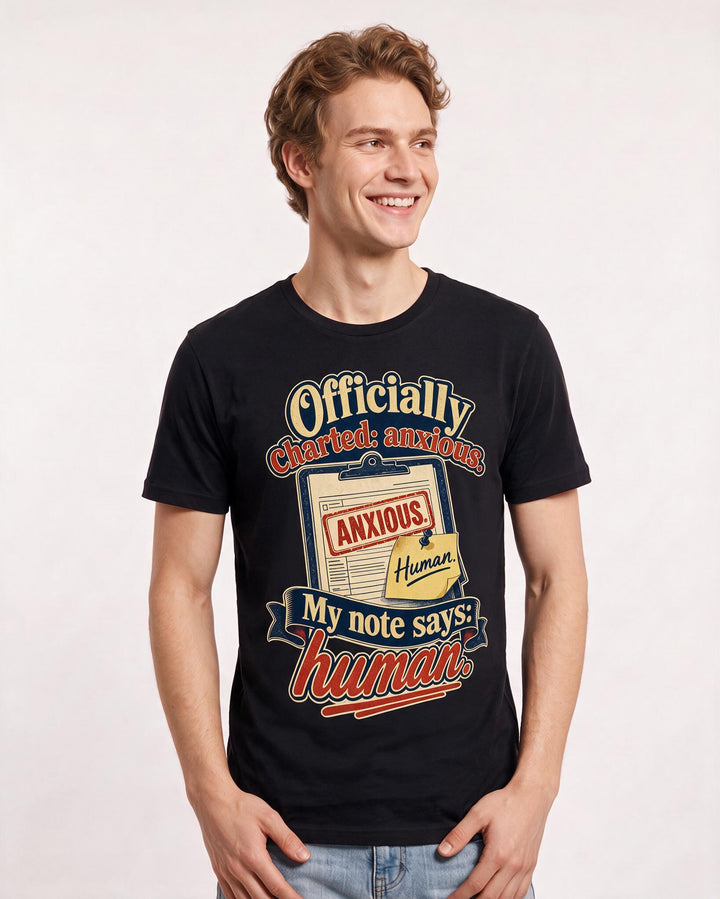 Nurse Men's Black T-Shirt – Officially charted: anxious. My note product image 3