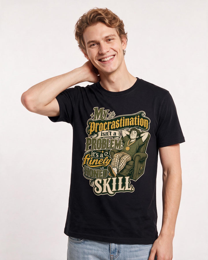 Funny Meme Men's Black T-Shirt – My procrastination isn't a problem; it's product image 3