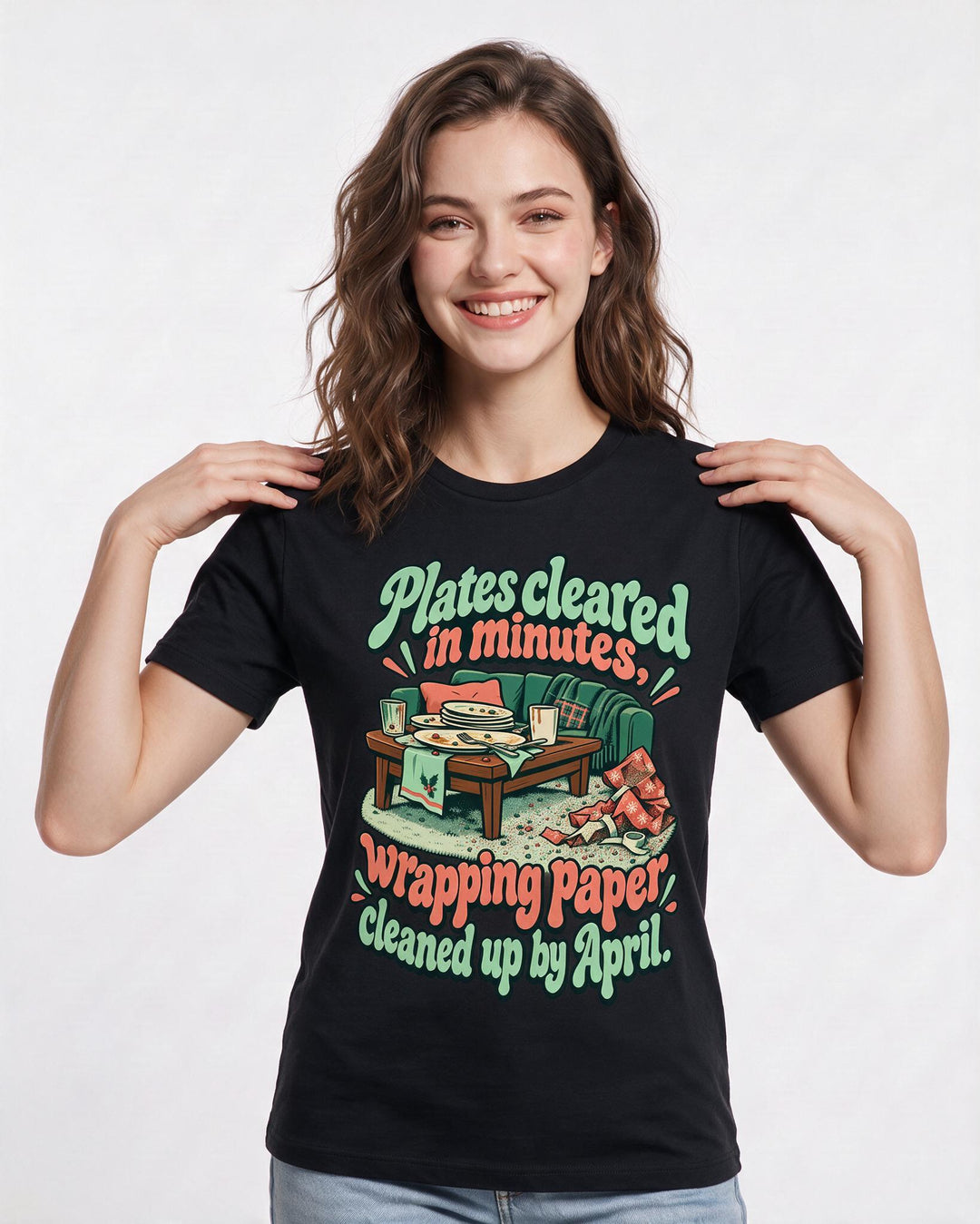 Christmas Black T-Shirt for Women – Holiday Theme Graphic Tee product image 1