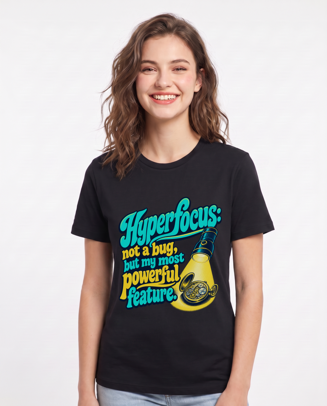 Neurodiversity Black T-Shirt for Women – Everyday Expression Graphic Tee product image 3