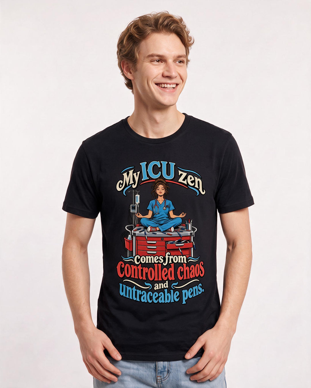 Nurse Black T-Shirt for Men – Nursing Life Graphic Tee product image 1