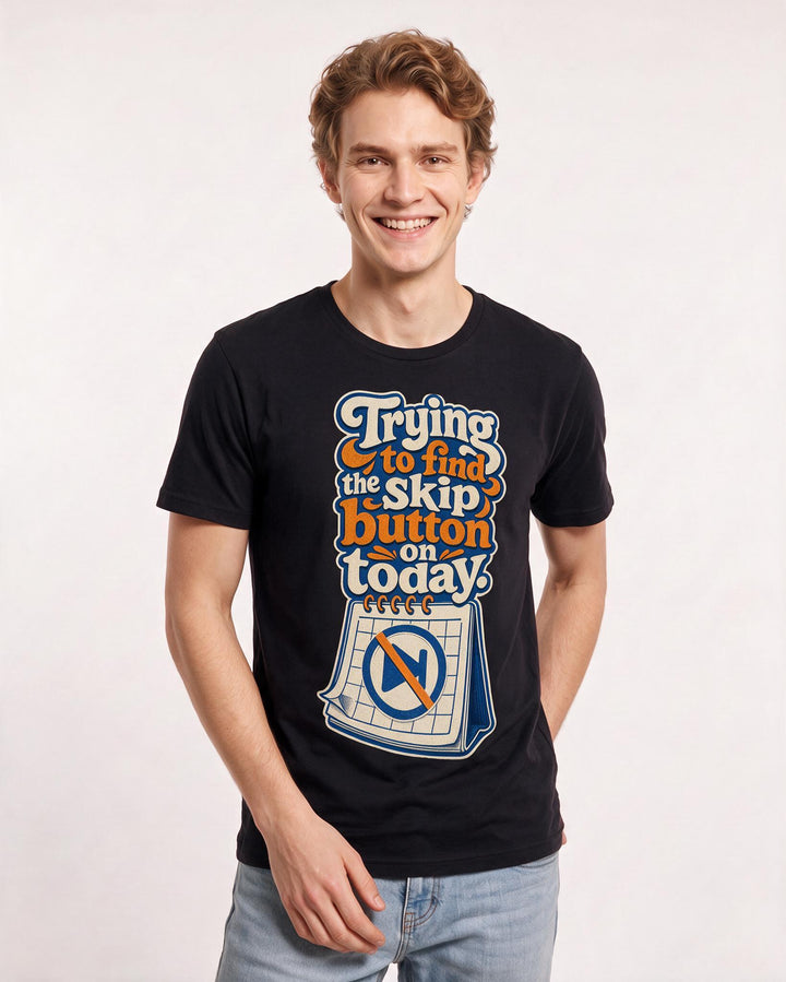 Funny Gaming Men's Black T-Shirt – Trying to find the skip button on today. product image 3
