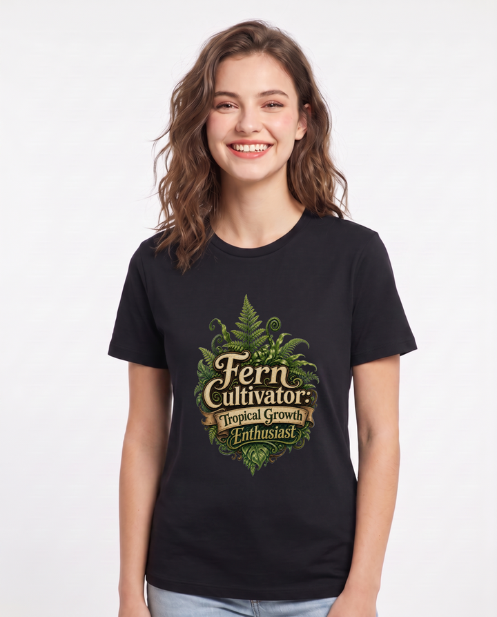 Fern Cultivator: Tropical Growth Enthusiast Women's Black T-Shirt product image 2