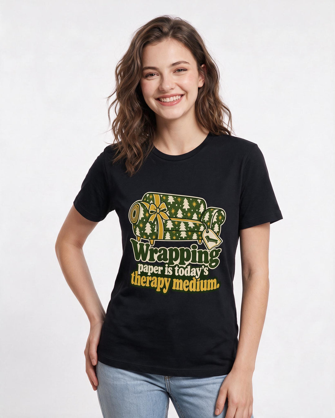 Christmas Black T-Shirt for Women – Holiday Theme Graphic Tee product image 1