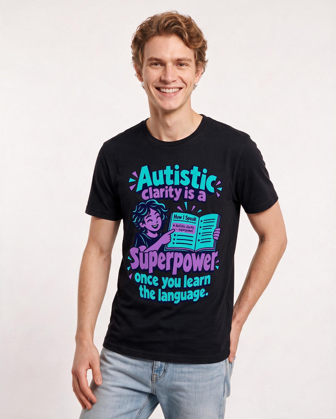 Neurodiversity Black T-Shirt for Men – Everyday Expression Graphic Tee product image 1