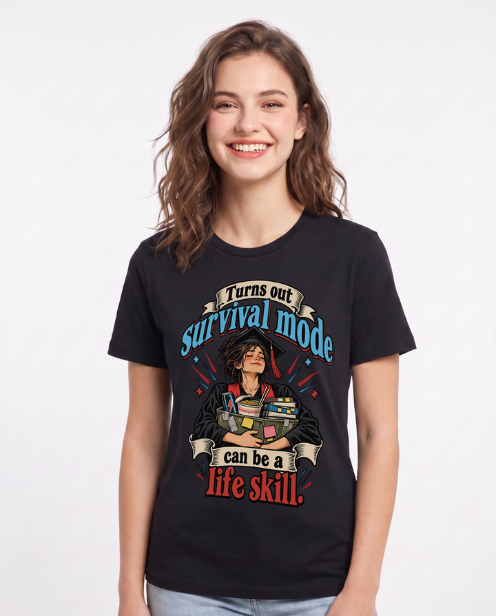 Graduation Black T-Shirt for Women – Everyday Expression Graphic Tee product image 3