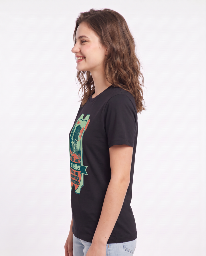 Hunting Women's Black T-Shirt - This seat is better than any product image 2
