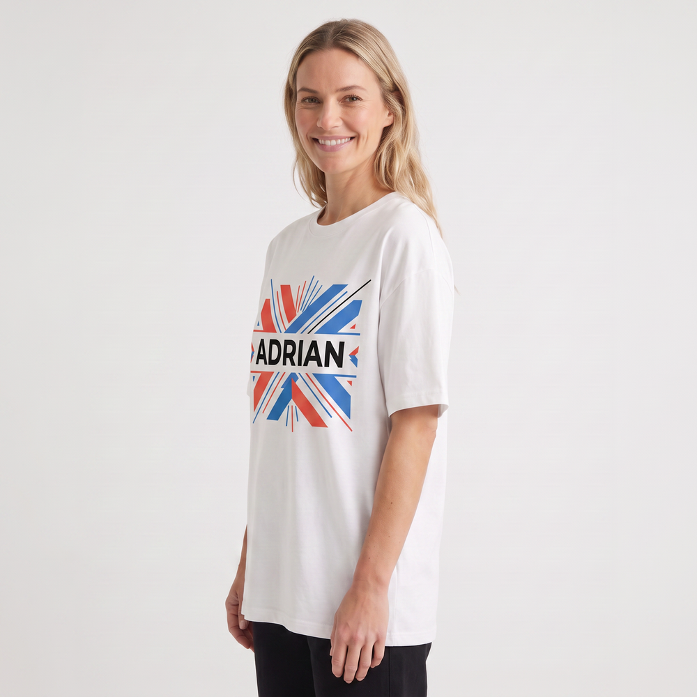 Bold Uppercase Name With Abstract Geometry White T-Shirt product photo 2