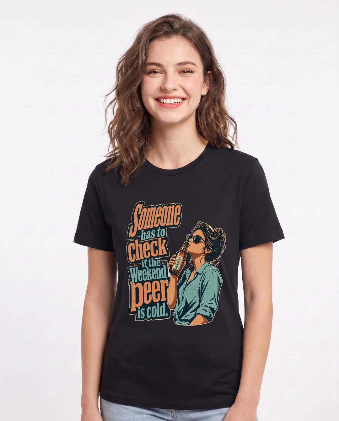 Beer Black T-Shirt for Women – Everyday Expression Graphic Tee product image 3