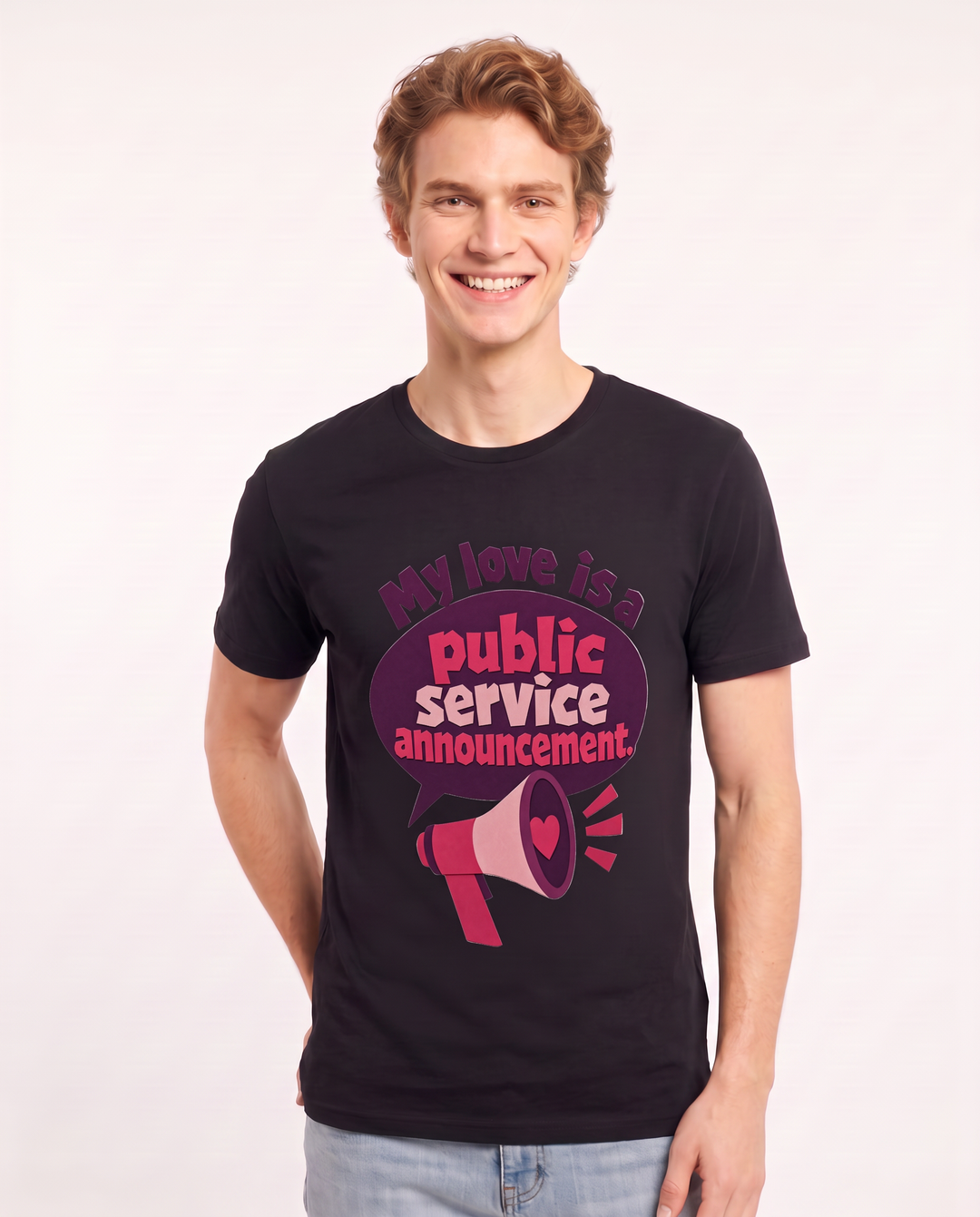 Graphic Men's Black T-Shirt - My love is a public service product image 3