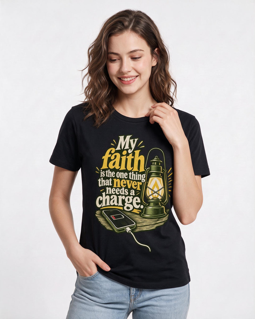 Christian Faith Black T-Shirt for Women – Everyday Expression Graphic Tee product image 1