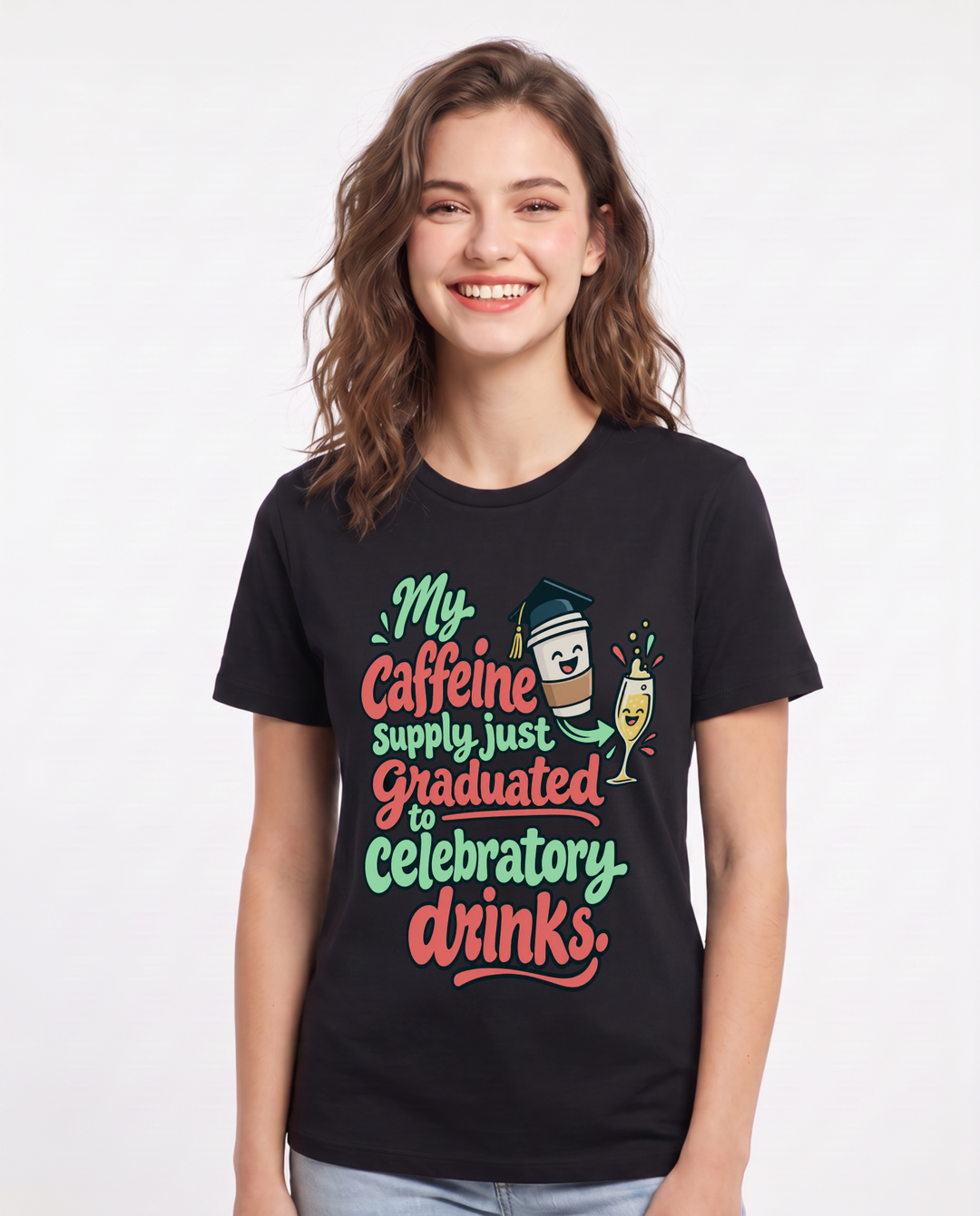 Graduation Black T-Shirt for Women – Everyday Expression Graphic Tee product image 3