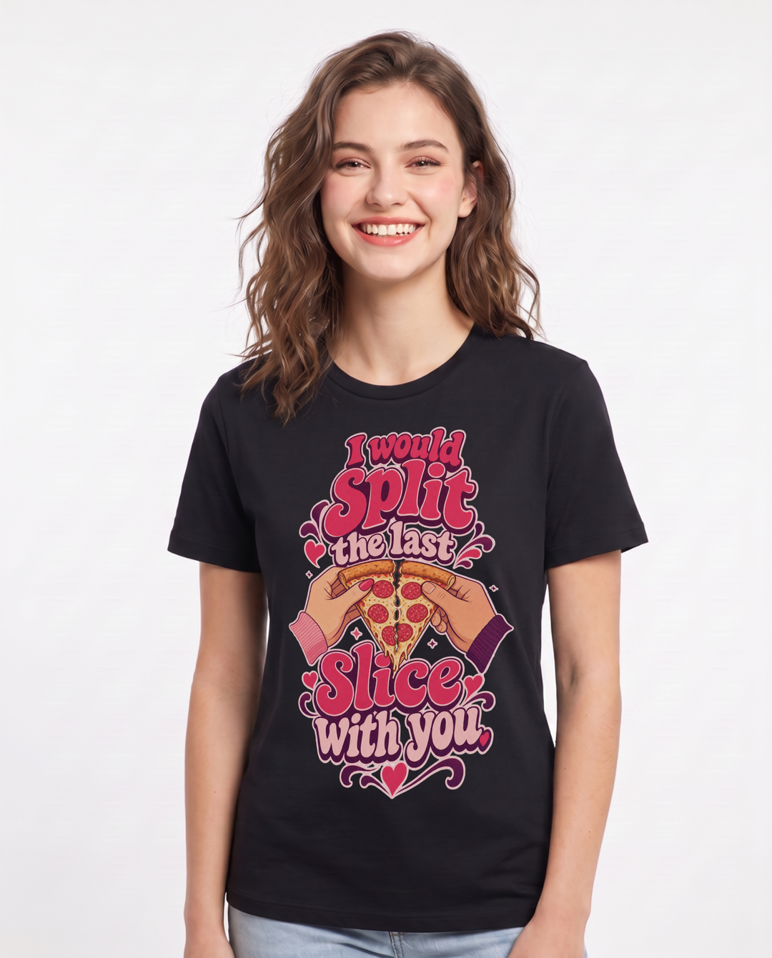 Couples Black T-Shirt for Women – Everyday Expression Graphic Tee product image 3