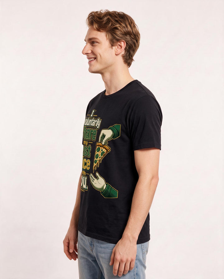 Couples Men's Black T-Shirt – I voluntarily share my last slice with you. product image 2