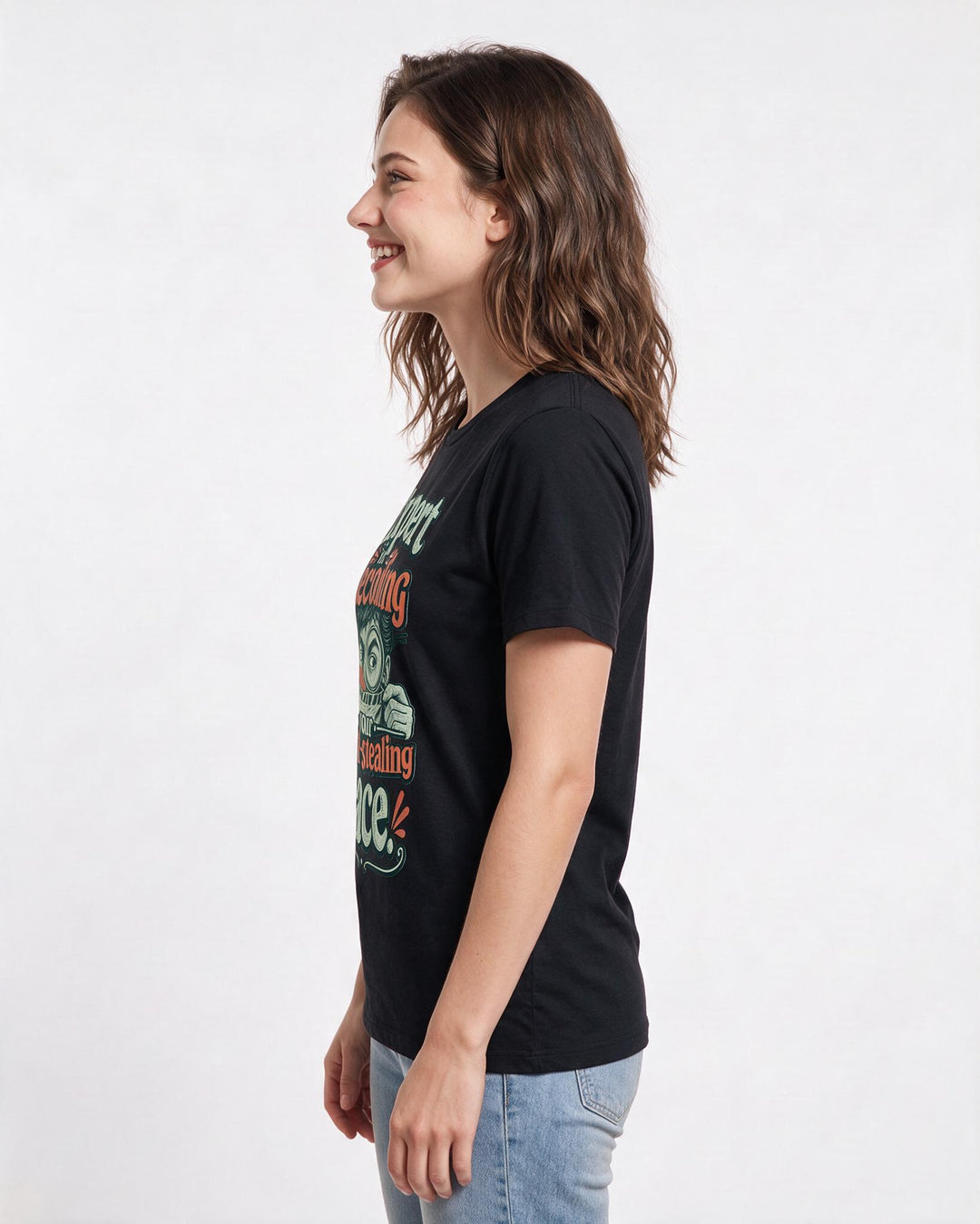 Couples Black T-Shirt for Women – Everyday Expression Graphic Tee product image 2