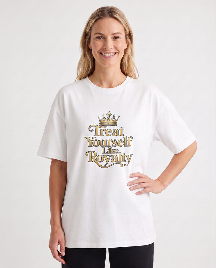 Treat Yourself Like Royalty White T-Shirt mockup 3