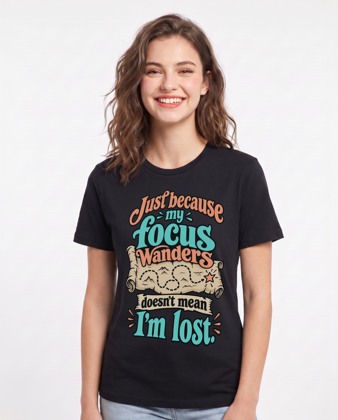 Neurodiversity Black T-Shirt for Women – Everyday Expression Graphic Tee product image 3
