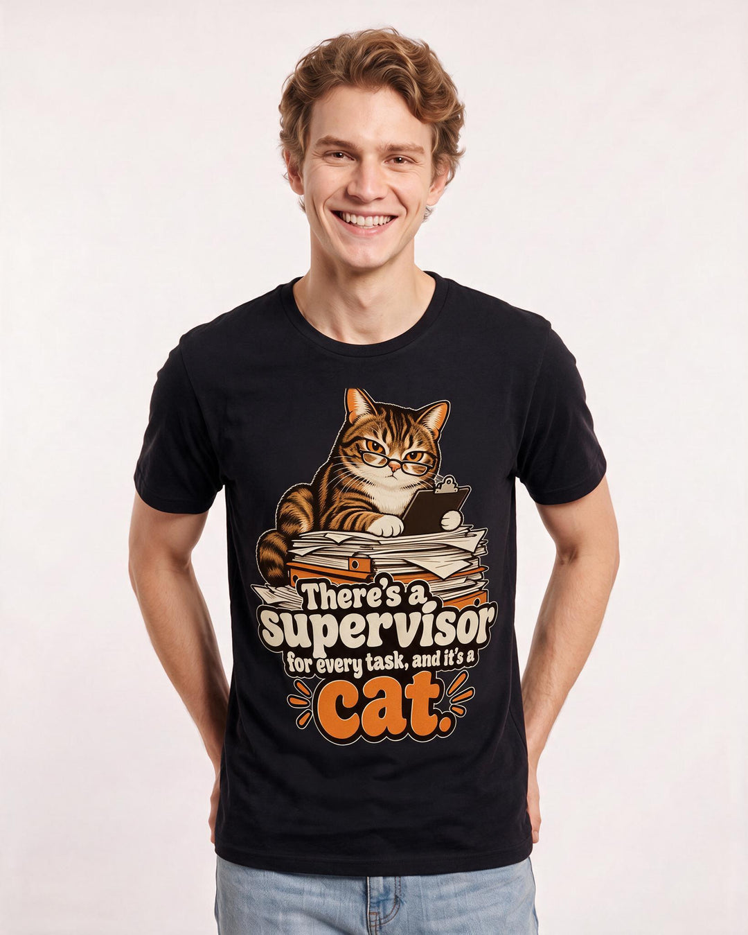 Cat Lover Black T-Shirt for Men – Everyday Expression Graphic Tee product image 1