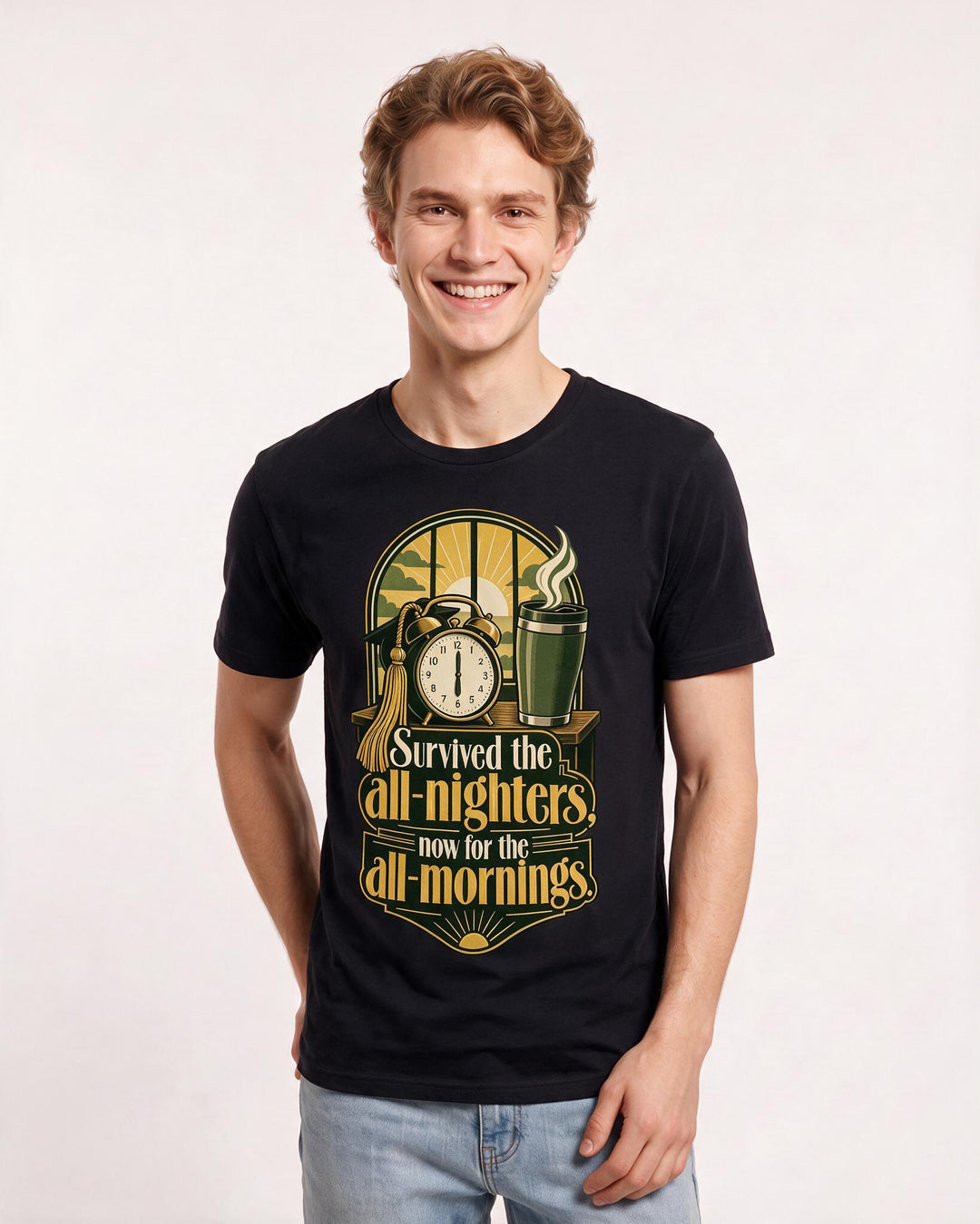 Graduation Black T-Shirt for Men – Everyday Expression Graphic Tee product image 1
