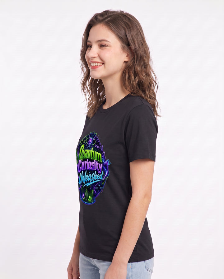 Quantum Curiosity Unleashed Women's Black T-Shirt product image 3