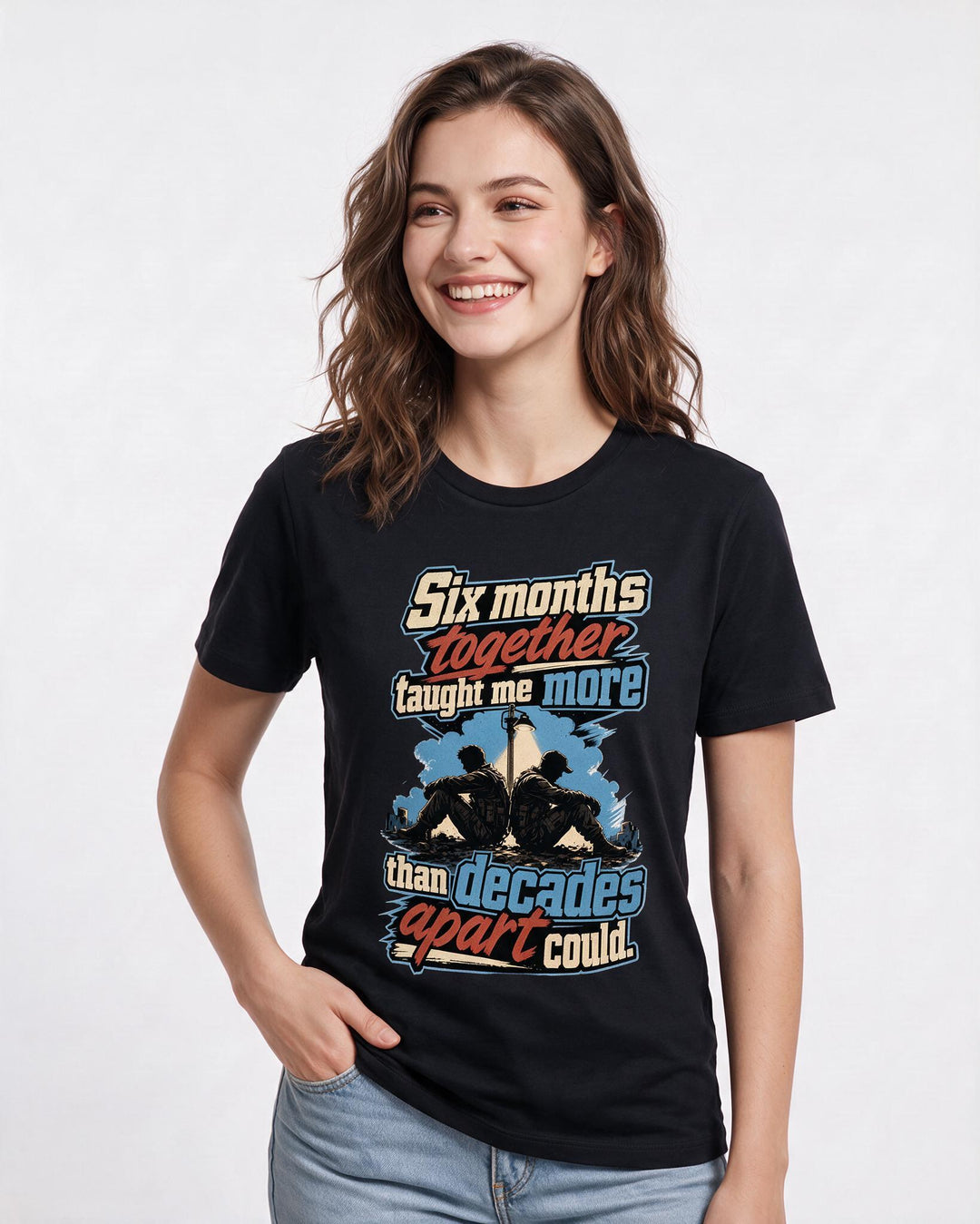 Veteran Women's Black T-Shirt – Six months together taught me more product image 3