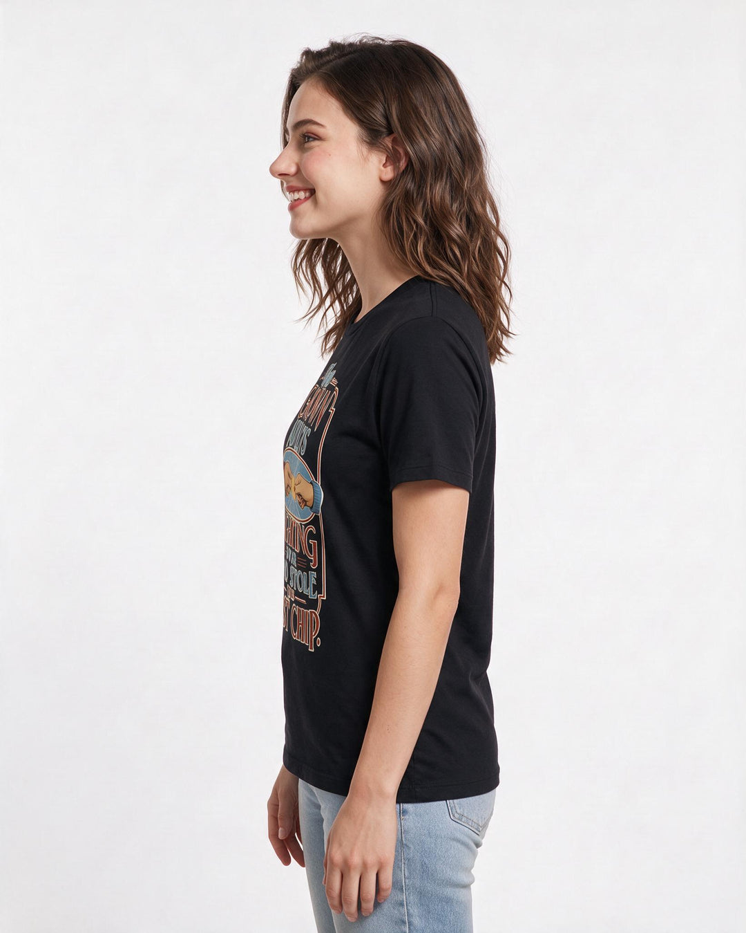 Couples Black T-Shirt for Women – Everyday Expression Graphic Tee product image 2