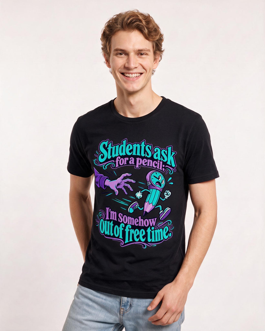 Teacher Black T-Shirt for Men – Everyday Expression Graphic Tee product image 1