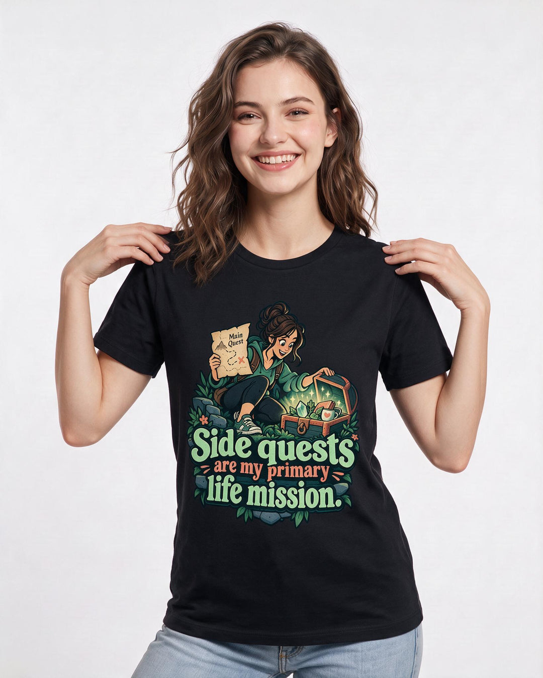 Gaming Black T-Shirt for Women – Game Night Graphic Tee product image 1