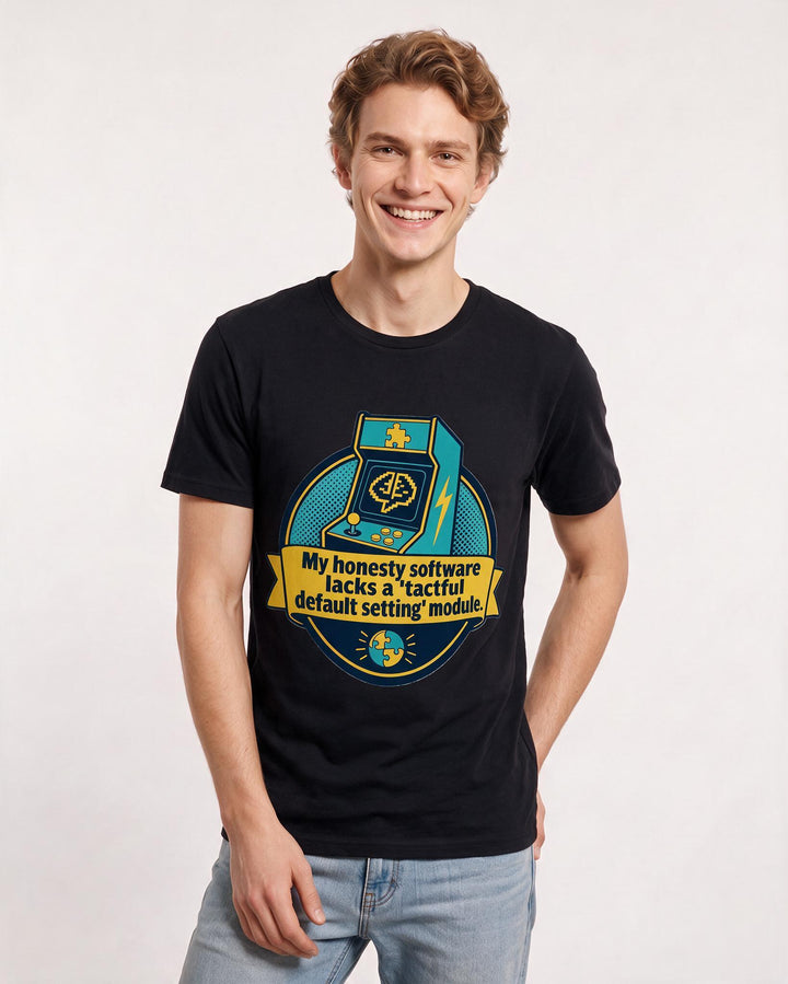 Graphic Men's Black T-Shirt - My honesty software lacks a 'tactful product image 3