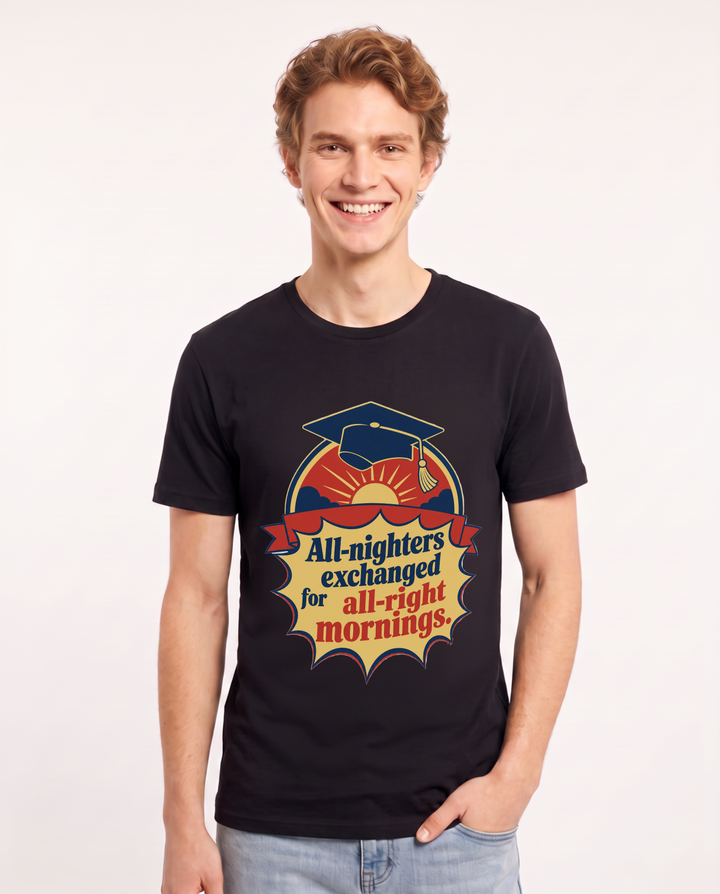 Graduation Gift Men's Black T-Shirt - All-nighters exchanged for product image 1
