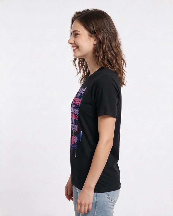 Couples Black T-Shirt for Women – Everyday Expression Graphic Tee product image 2