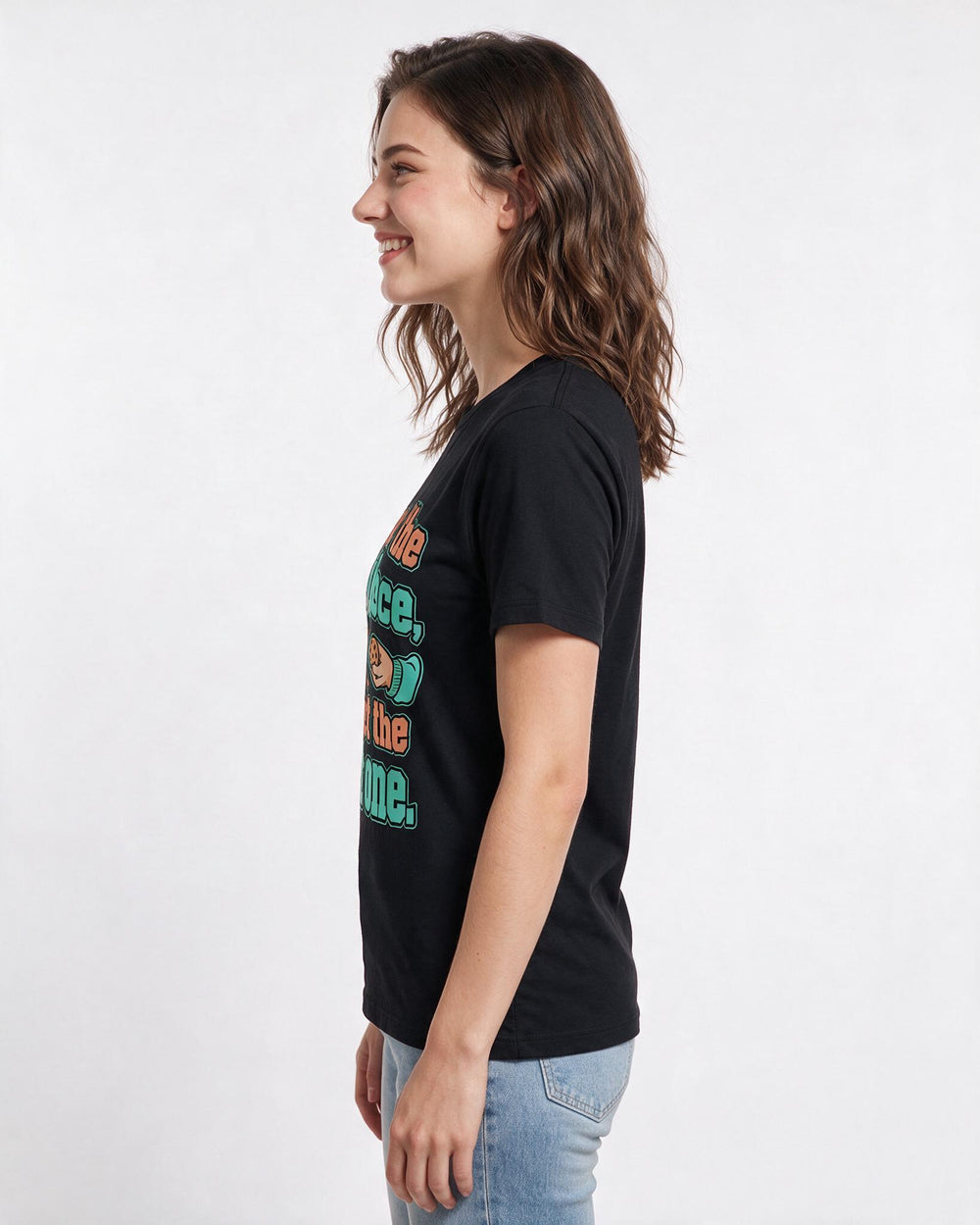 Couples Black T-Shirt for Women – Everyday Expression Graphic Tee product image 2