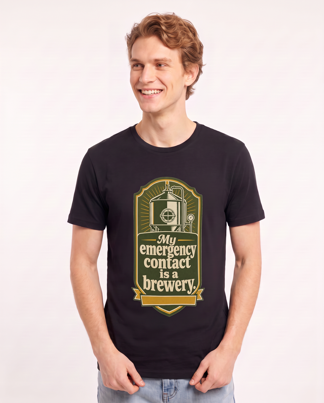 Funny Beer Men's Black T-Shirt - My emergency contact is a brewery. product image 3