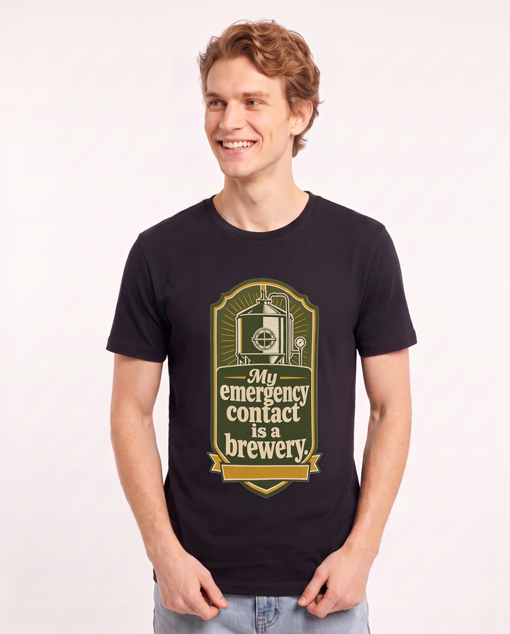 Funny Beer Men's Black T-Shirt - My emergency contact is a brewery. product image 3
