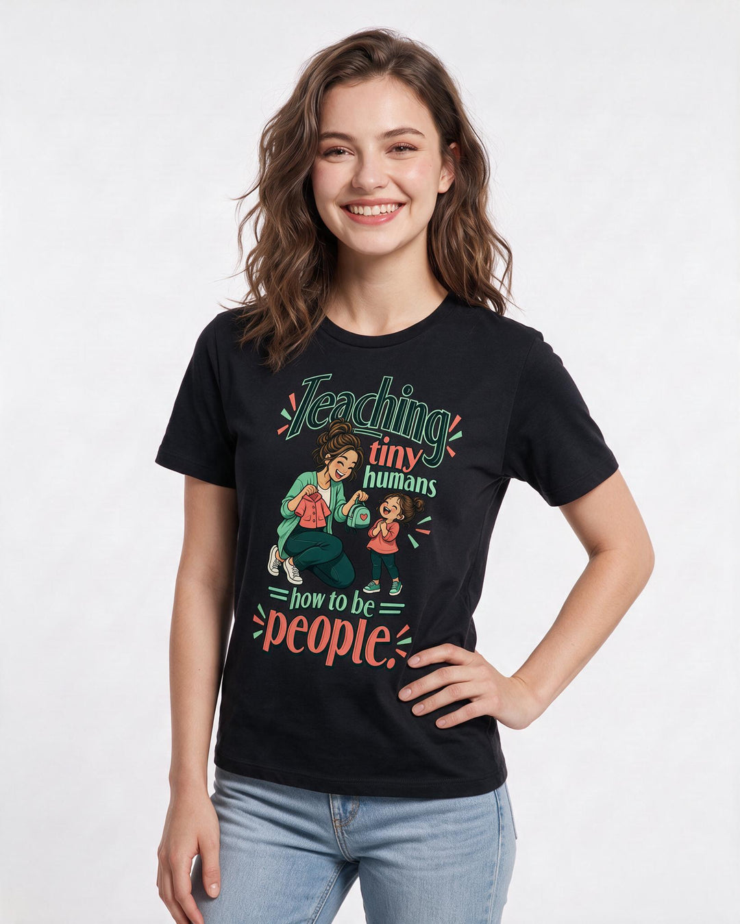 Teacher Black T-Shirt for Women – Everyday Expression Graphic Tee product image 1