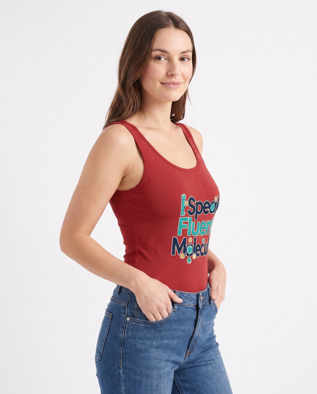 I Speak Fluent Molecules Sleeveless Tank Bodysuit mockup 2