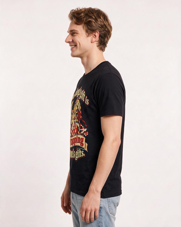 Christmas Black T-Shirt for Men – Holiday Theme Graphic Tee product image 2