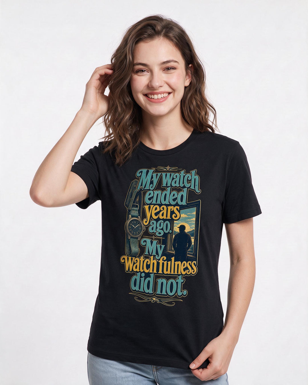 Veteran Women's Black T-Shirt – My watch ended years ago. My product image 3