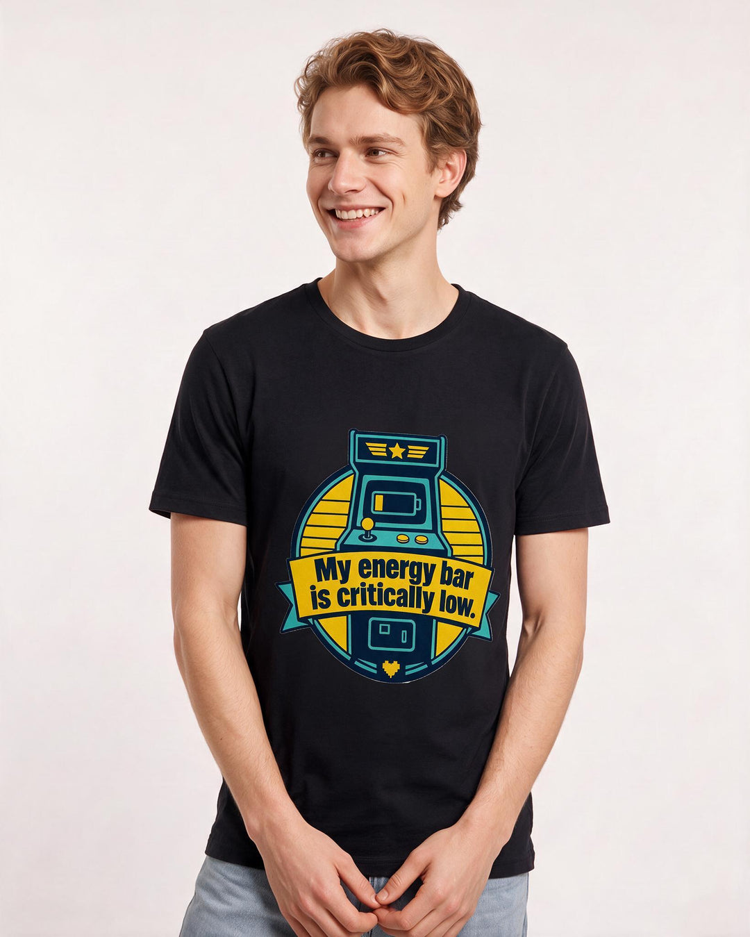 Gaming Men's Black T-Shirt - My energy bar is critically low. product image 3