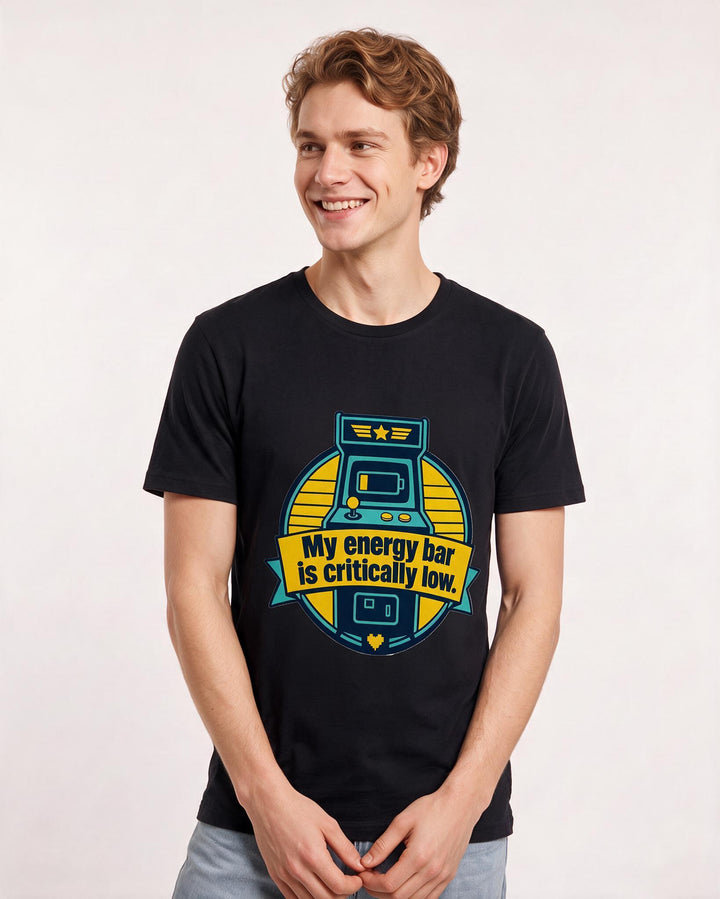 Gaming Men's Black T-Shirt - My energy bar is critically low. product image 3