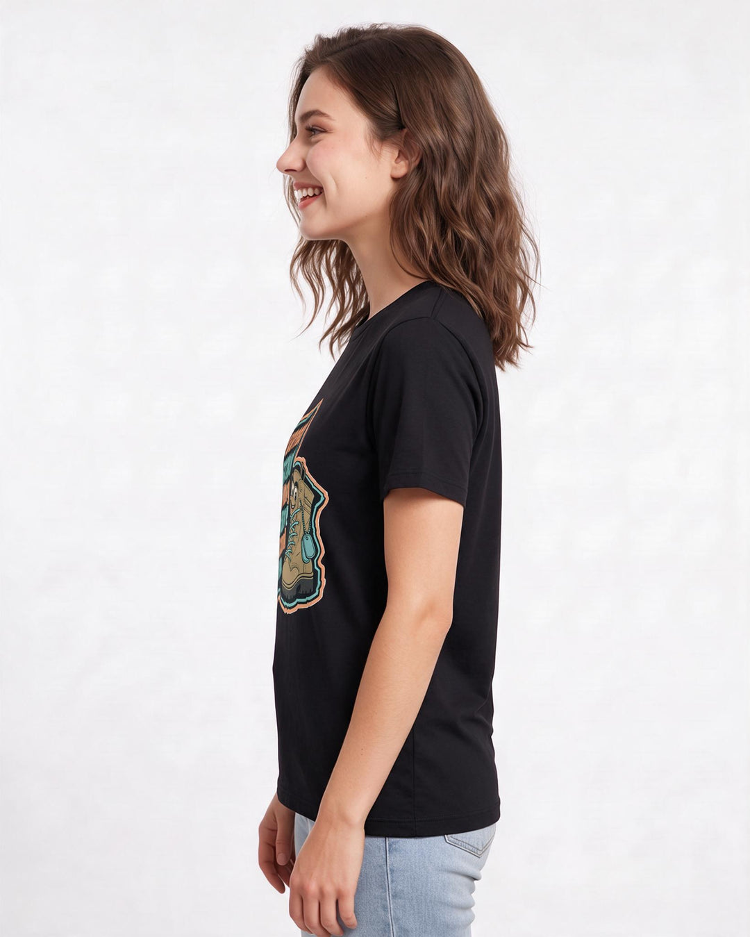 Graphic Women's Black T-Shirt - I learned to stand tall long before I product image 2