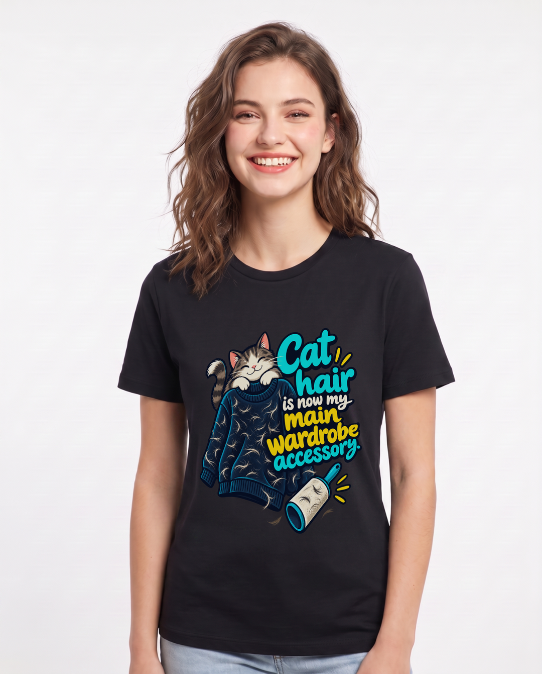Cat Lover Black T-Shirt for Women – Everyday Expression Graphic Tee product image 3