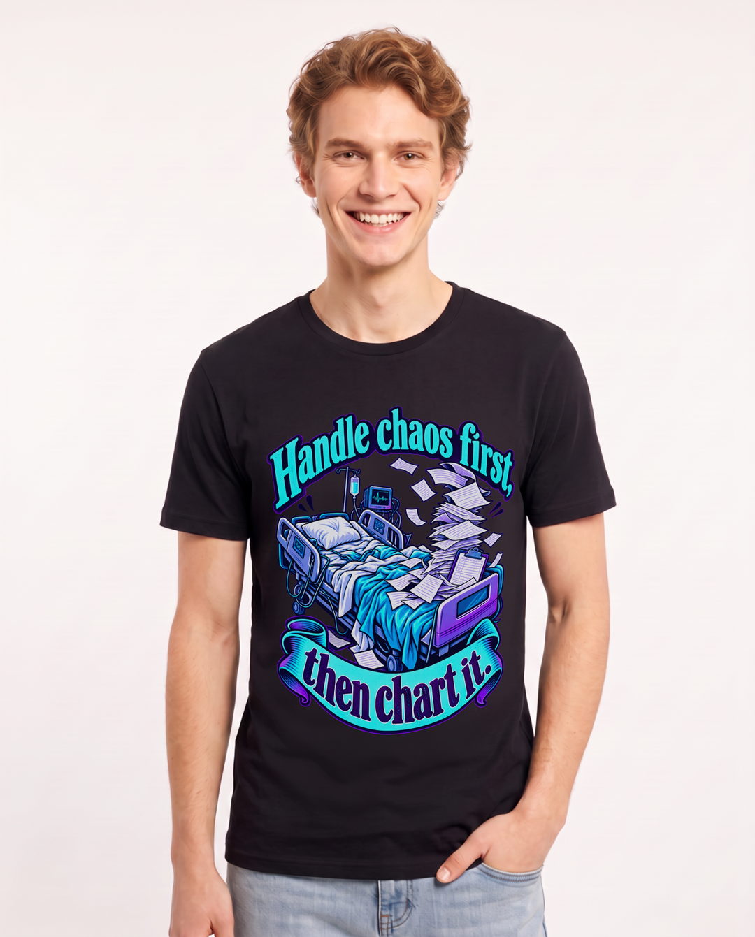 Nurse Black T-Shirt for Men – Nursing Life Graphic Tee product image 3