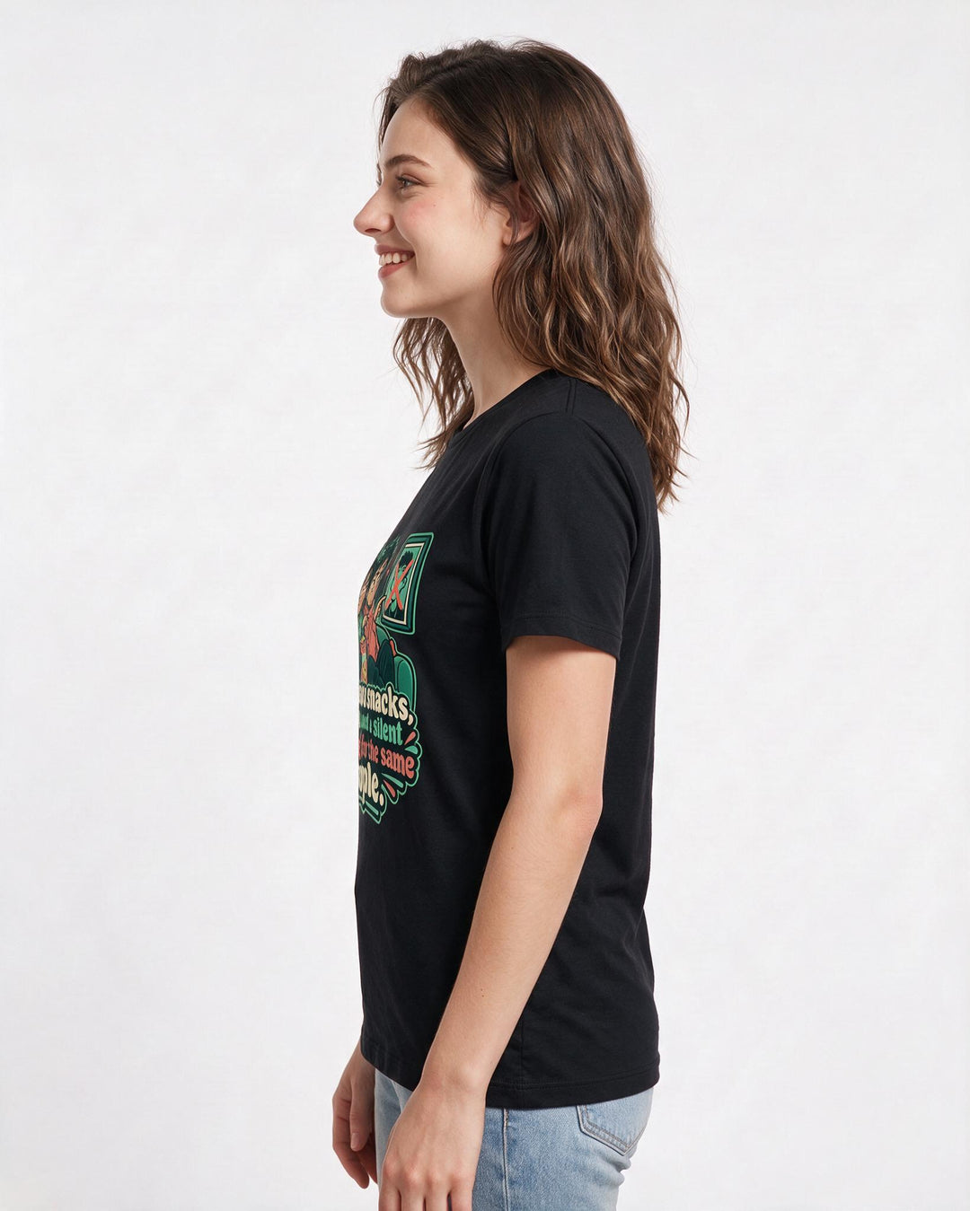 Couples Black T-Shirt for Women – Everyday Expression Graphic Tee product image 2