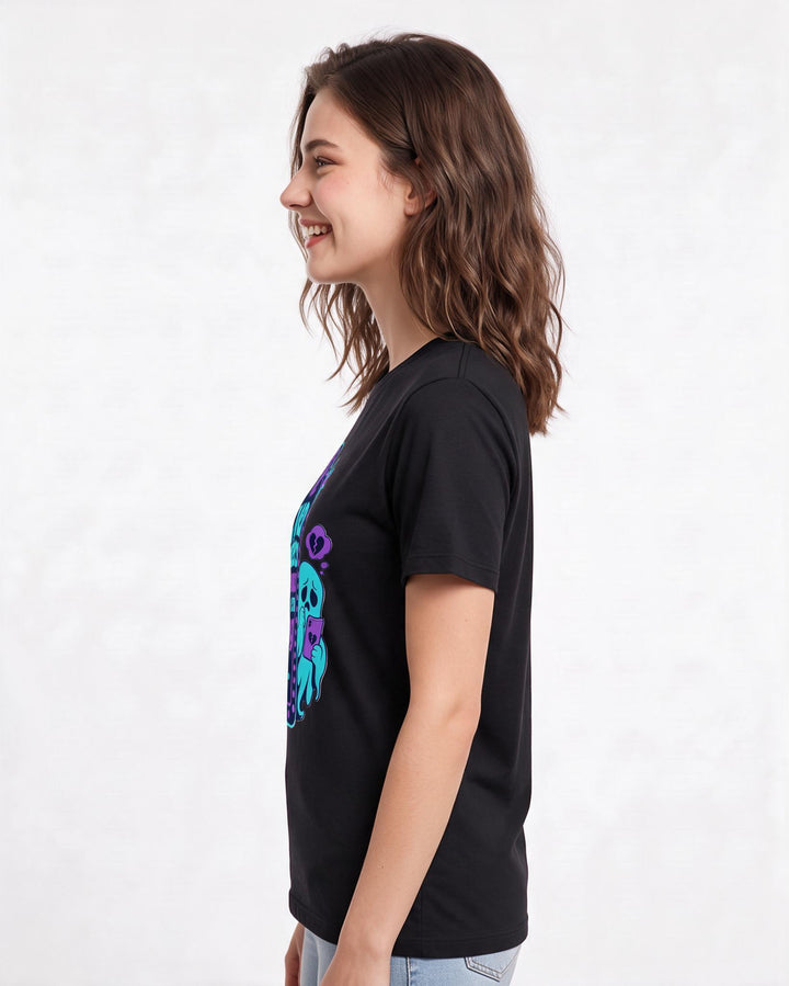 Halloween Women's Black T-Shirt - Even specters get anxious about product image 2
