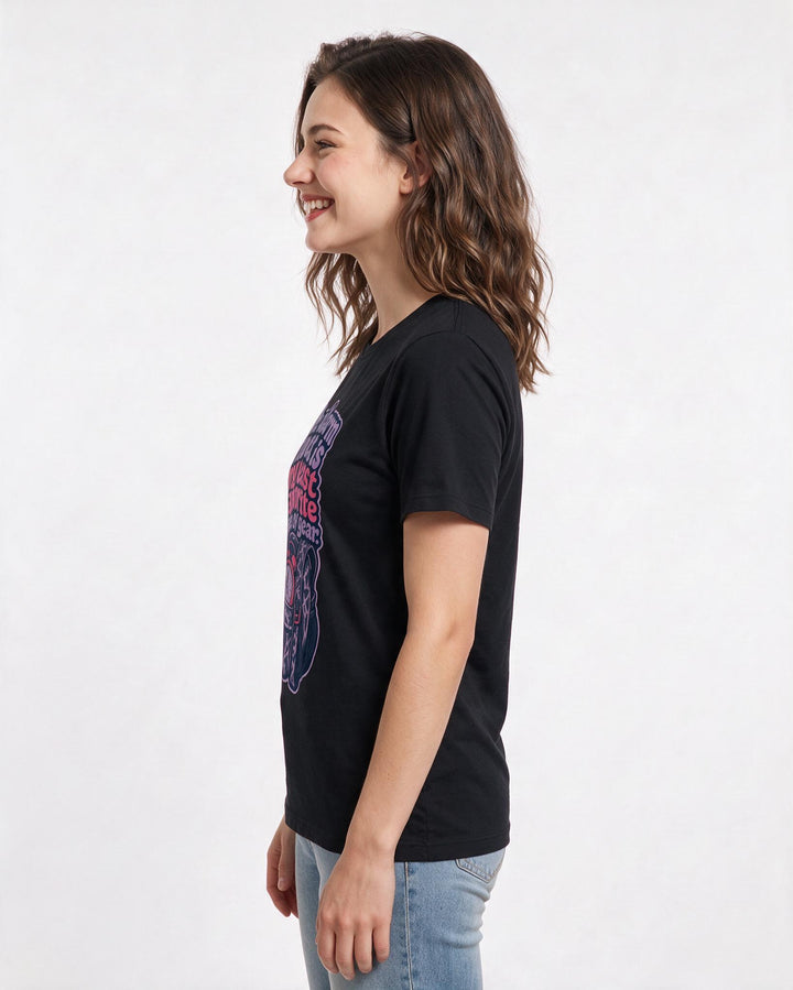 Hunting Women's Black T-Shirt – The alarm clock is my least favorite product image 2
