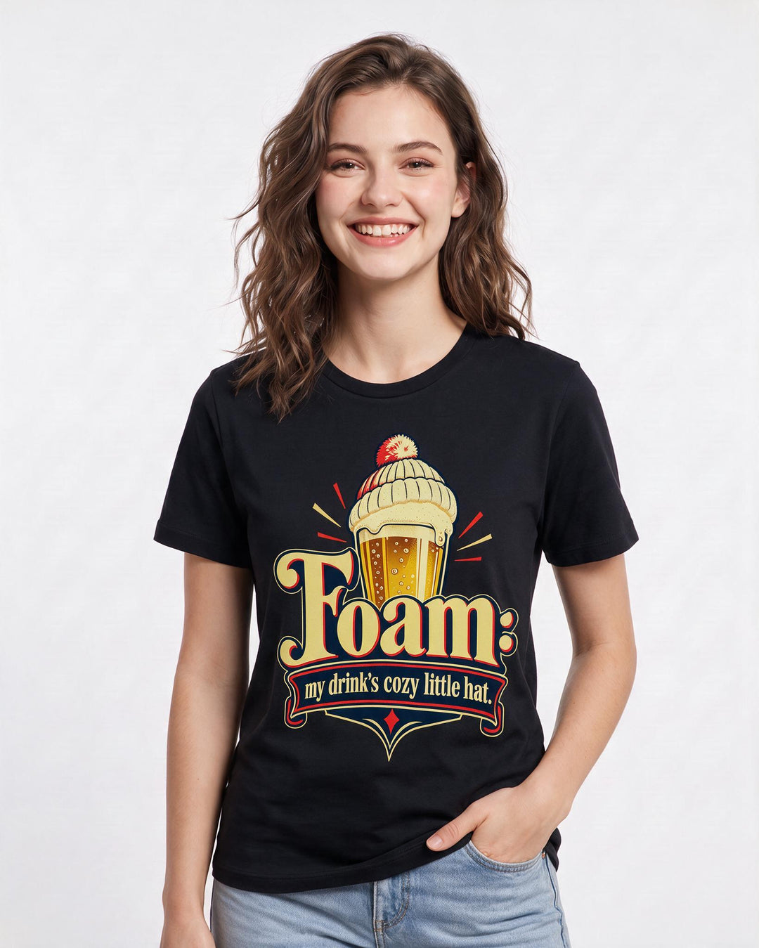 Beer Black T-Shirt for Women – Everyday Expression Graphic Tee product image 1