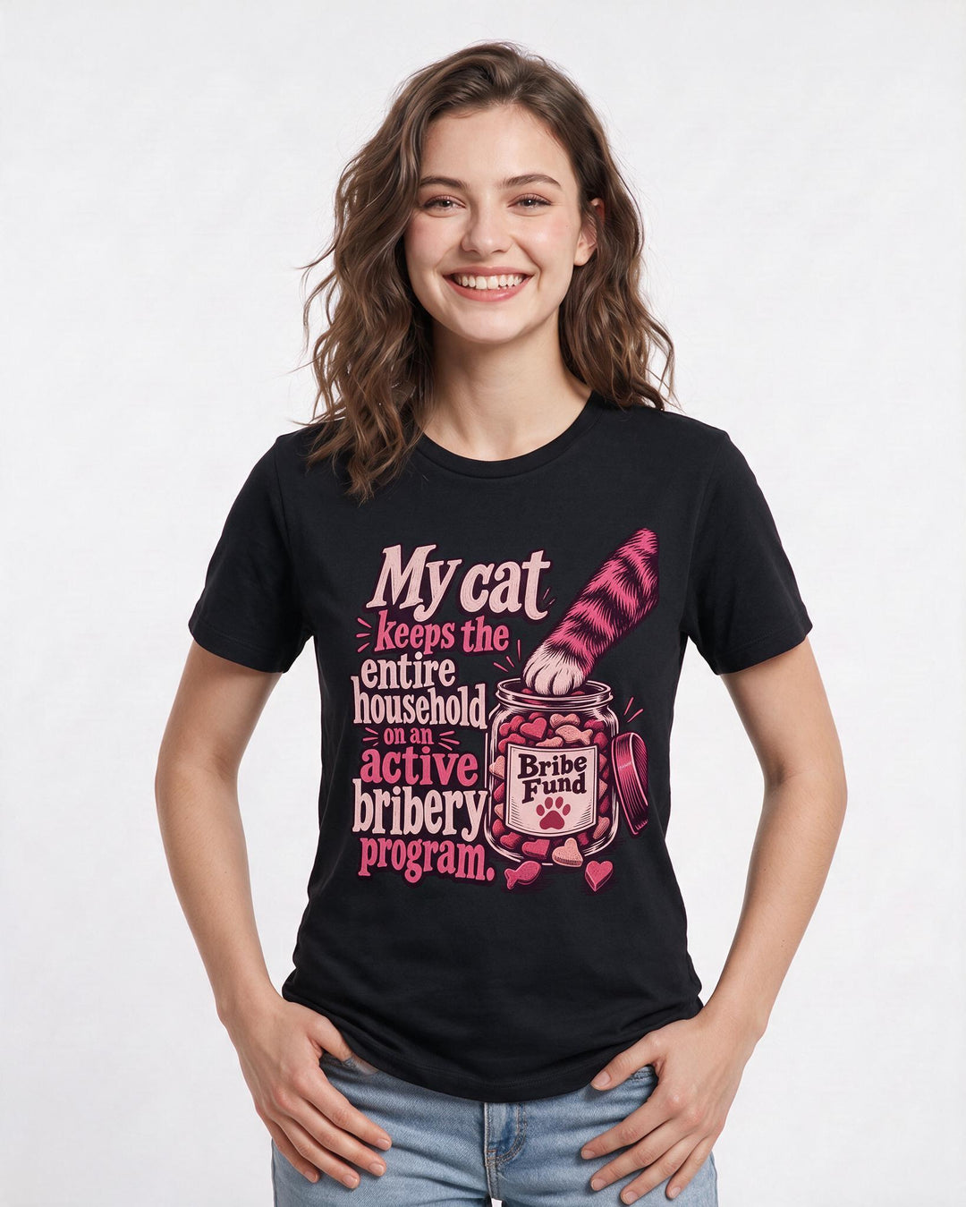 Cat Lover Black T-Shirt for Women – Everyday Expression Graphic Tee product image 1